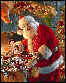 Painting By Numbers Framed Santa Claus Picture DIY Paint On Canvas Hand Paint By Number for Kids Drawing Christmas Painting Gift - Цвет: picture 6