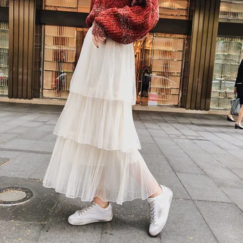 

cake skirt sand autumn 2020 mid-length slimming drape mesh fairy skirt