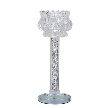

Brand New Crystal Cut Glass Candlestick Candle Holder Candle Stand Tea Light For Coffee Dining Table Centerpieces Wedding CH178