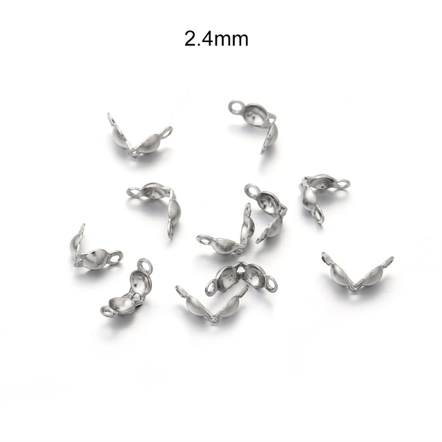 Stainless Steel Connector Clasp Ball Chain Calotte End Crimps Beads Connector Components for DIY Jewelry Making Supplie