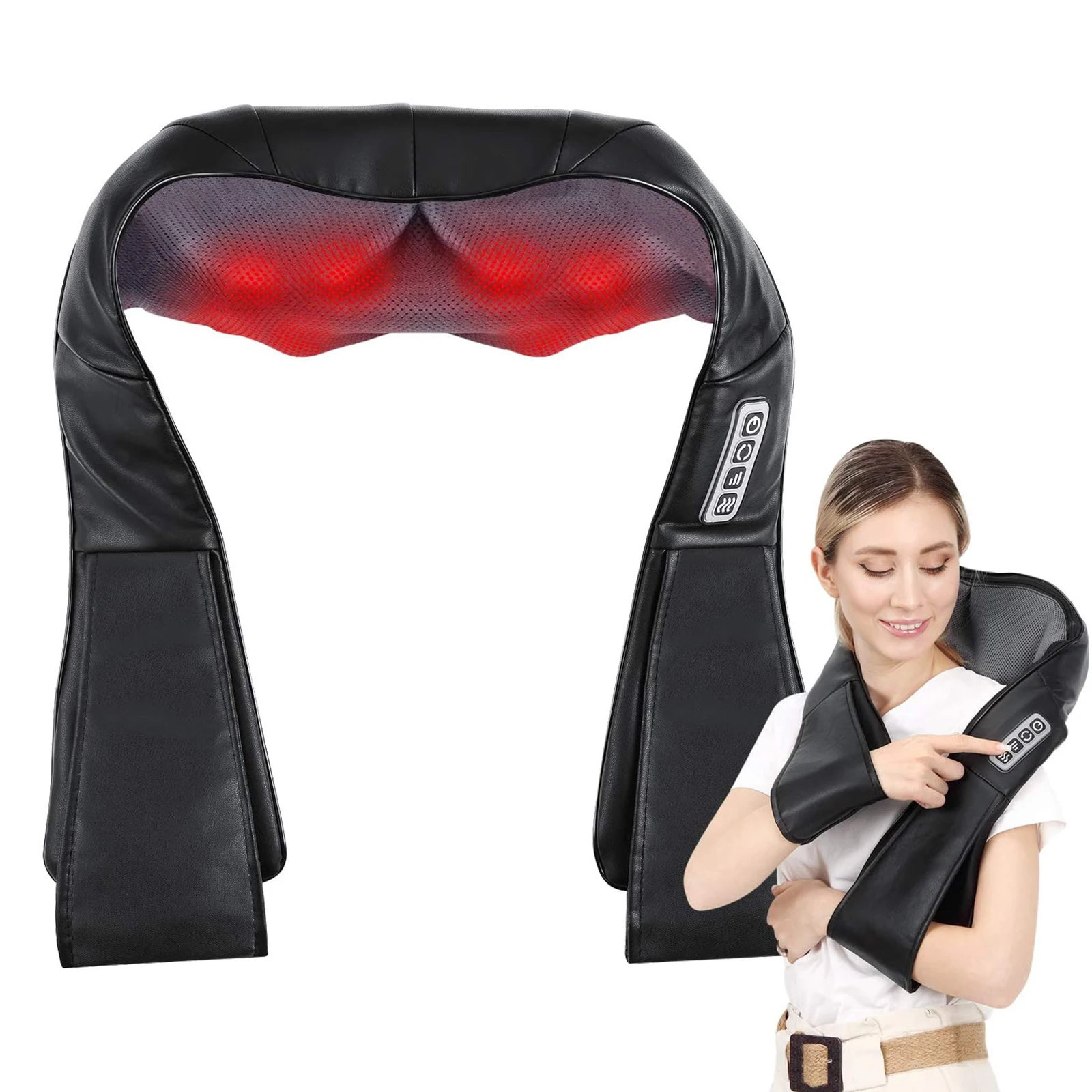 U Shape Electrical Back Neck Shoulder Body Massager with Heat Deep Kneading Massage Belt for Neck Shoulder Back Foot & Legs