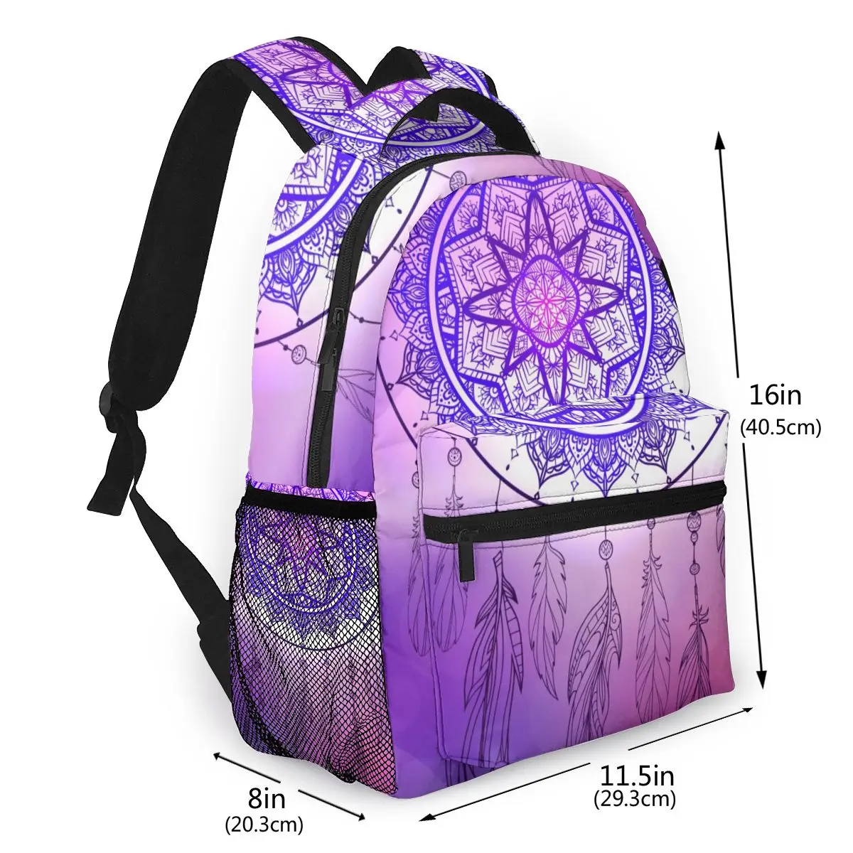 JSTEL Talisman Dreamcatcher With Magic Mandala Feathers School Backpacks For Girls Kids Elementary School Shoulder Bag Bookbag 