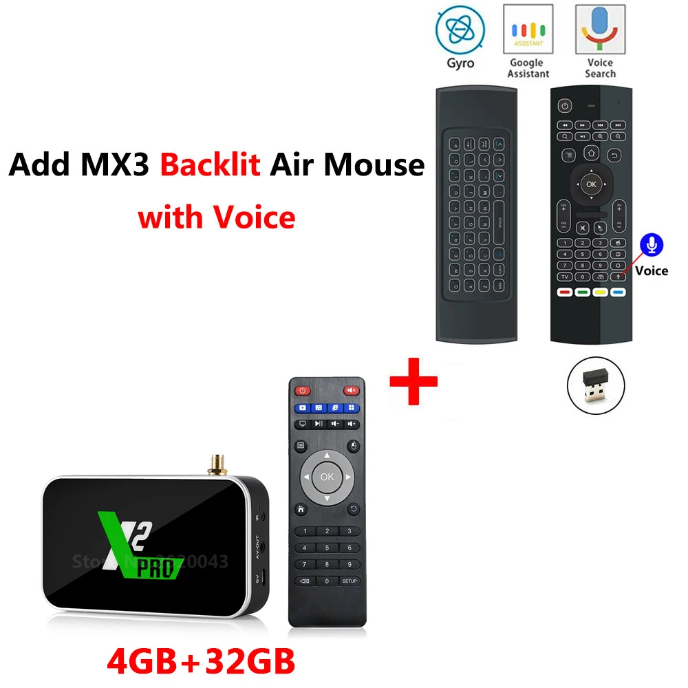 X2 PRO add MX3L mic X2 PRO 4 Гб DDR4 ram 32 Гб rom Smart Android 9,0 ТВ коробка Amlogic S905X2 2,4G/5G Wi-Fi 1000M LAN Bluetooth 4K HD X2 cube медиаплеер - Цвет: X2 PRO add MX3L mic