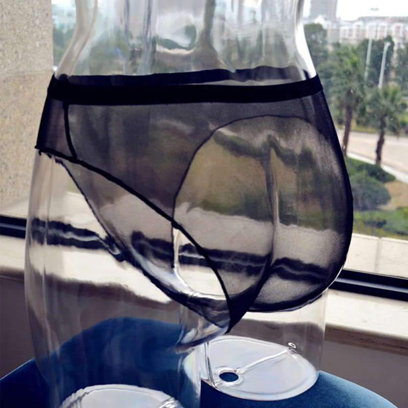 Sexy Unisex Transparent Breathable Underwear Briefs Low-waist Briefs Panties Mesh Gauze Underwear
