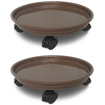 

2 Pack of Plant Pallet Caddy with Wheels, Round Flower Pot Mover, Indoor Rolling Planter Dolly on Wheels, Outdoor Planter Trolle
