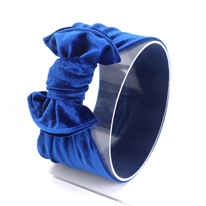Royal blue Детская повязка на голову; бархатные повязки на голову для девочек; зимние детские аксессуары для волос; детский бант для волос; тюрбан; Детская повязка на голову для малышей; широкая повязка на голову - Цвет: Royal blue