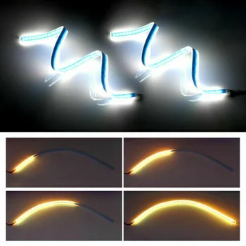 

Headlights Strip Lights 45CM 2Pcs White DRL Turn Signal SMD 3014 Decoration