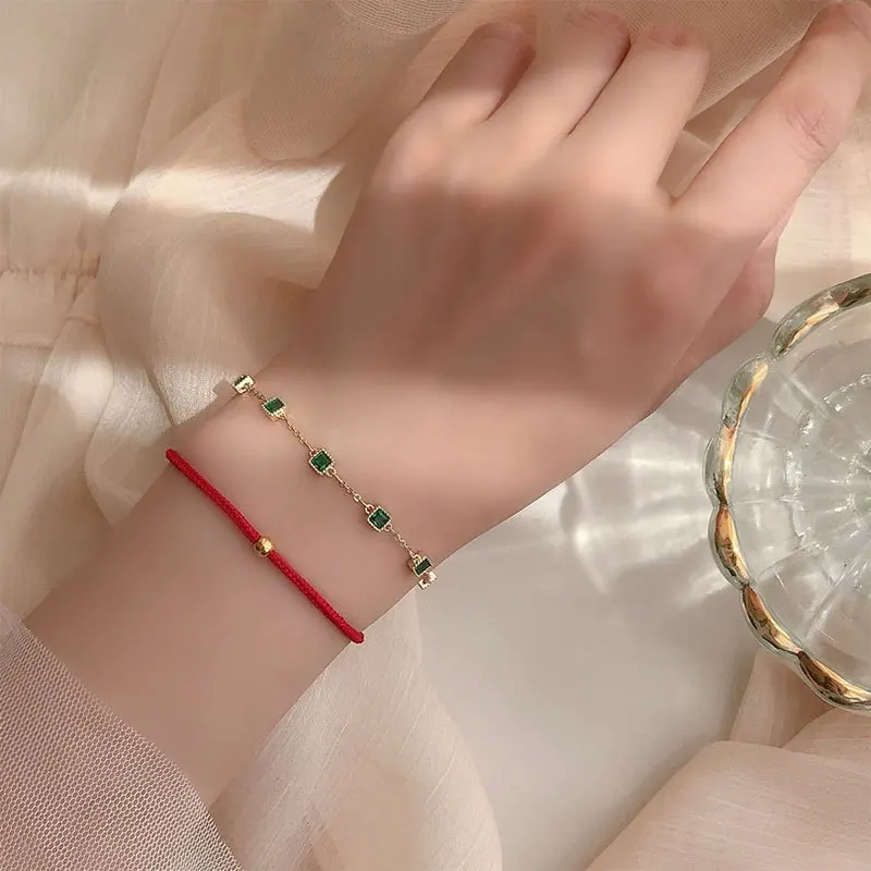 925 Sterling Silver Simple Emerald Crystal Bracelet For Women Light Luxury Temperament Mother's Day Jewelry Gift - Image 3