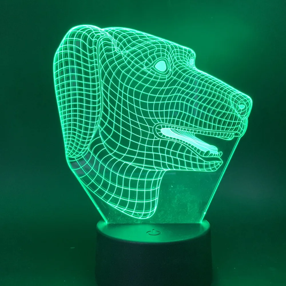 3D лампа собака ночник для детей подарок спальня животное ночные светильники прекрасная собака для детей цвет батареи Изменение светодиодный ночник