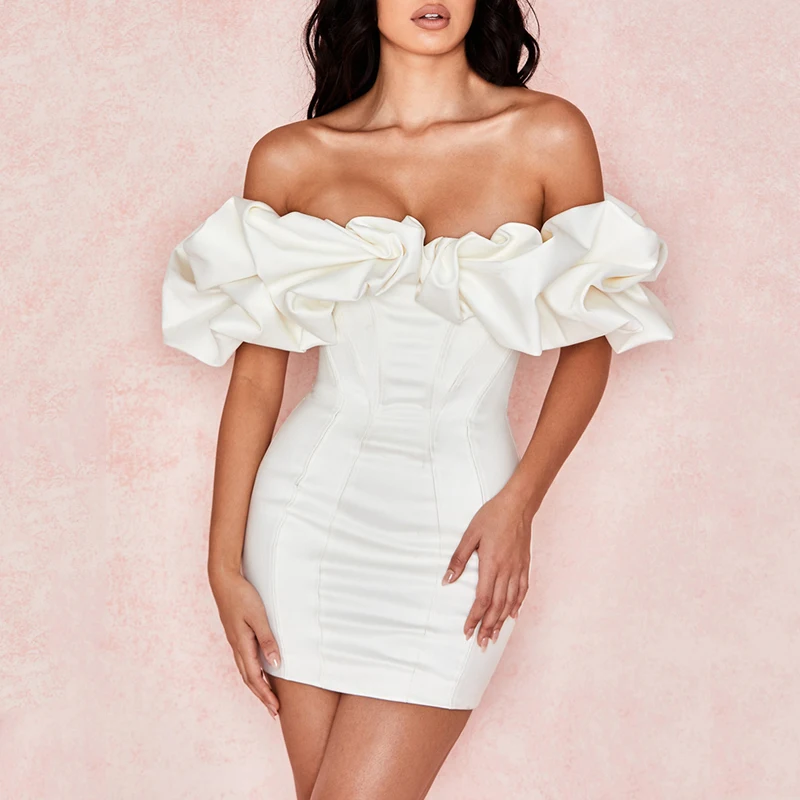 INDRESSME, новинка, сексуальное женское весеннее модное платье, с открытыми плечами, с оборками, облегающее платье, вечерние, для клуба, элегантное, Чи, мини платье