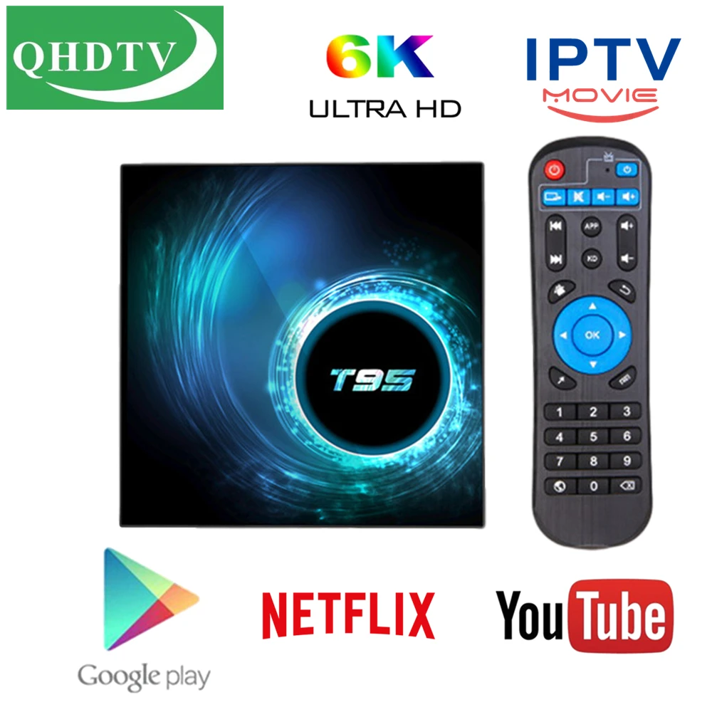 

Android 10 QHDTV T95 tv box IPTV streaming box France Arabic UK Code T95 Media Player VOD Movies Filmes English Francais