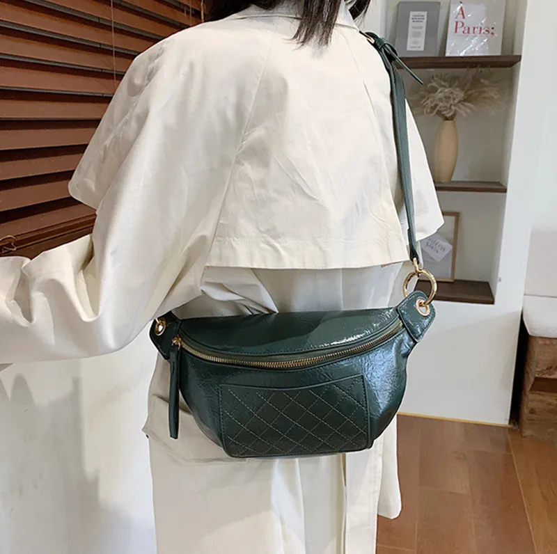 

Women's Bags Belt Bag Cross Stripe PU leather Metal Chain Sum Per Band Fanny Pack Bananka Fashion Satchel Belly Band Waist Bag