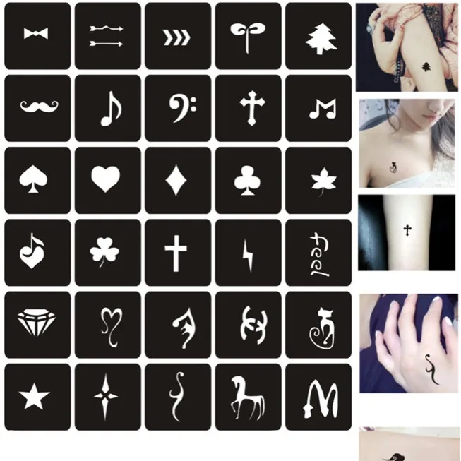 35pcs Small Henna Tattoo Stencil for Paiting Airbrush Tattoo Stencils for Women Kids Drawing Template Glitter Tattoo Stencil