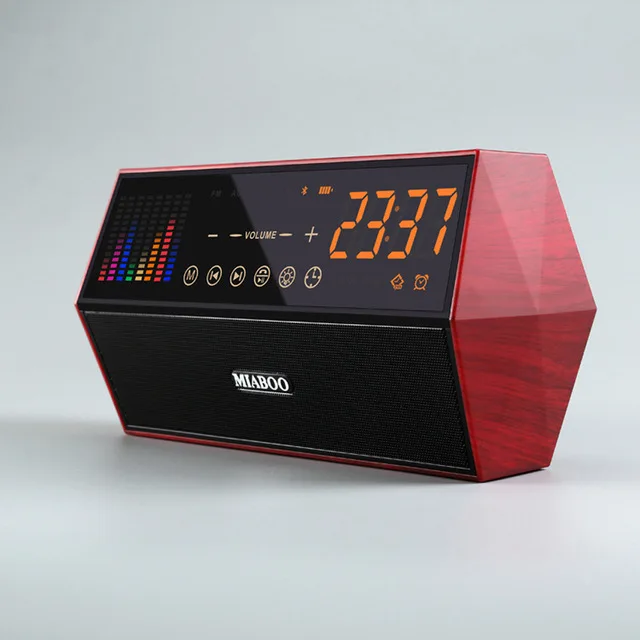 Red wood grain Портативный деревянный НЧ-динамик классический ретро Bluetooth динамик громкий динамик Supprot TF USB AUX fm-радио светодиодный музыкальный Саундбар беспроводной - Цвет: Red wood grain