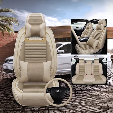 Передняя+ задняя) 5 мест льняная крышка автомобильного сиденья для kia Rio 3 4 Sorento 2005 2007 2011 2013 soul spectra styling - Название цвета: Coffee Luxury