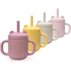 Cartoon Bear Baby Drinking Cup Double Handle Straw Feeding Cup BPA Free Soft Silicone Learn To Drink Cup  Newborn Accessories 4