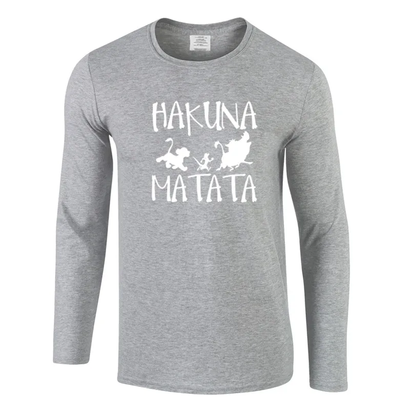HAKUNA MATATA, Король Лев, Simba, мужские футболки размера плюс, Длинные мужские футболки, осенние мужские футболки с длинным рукавом, мужские футболки