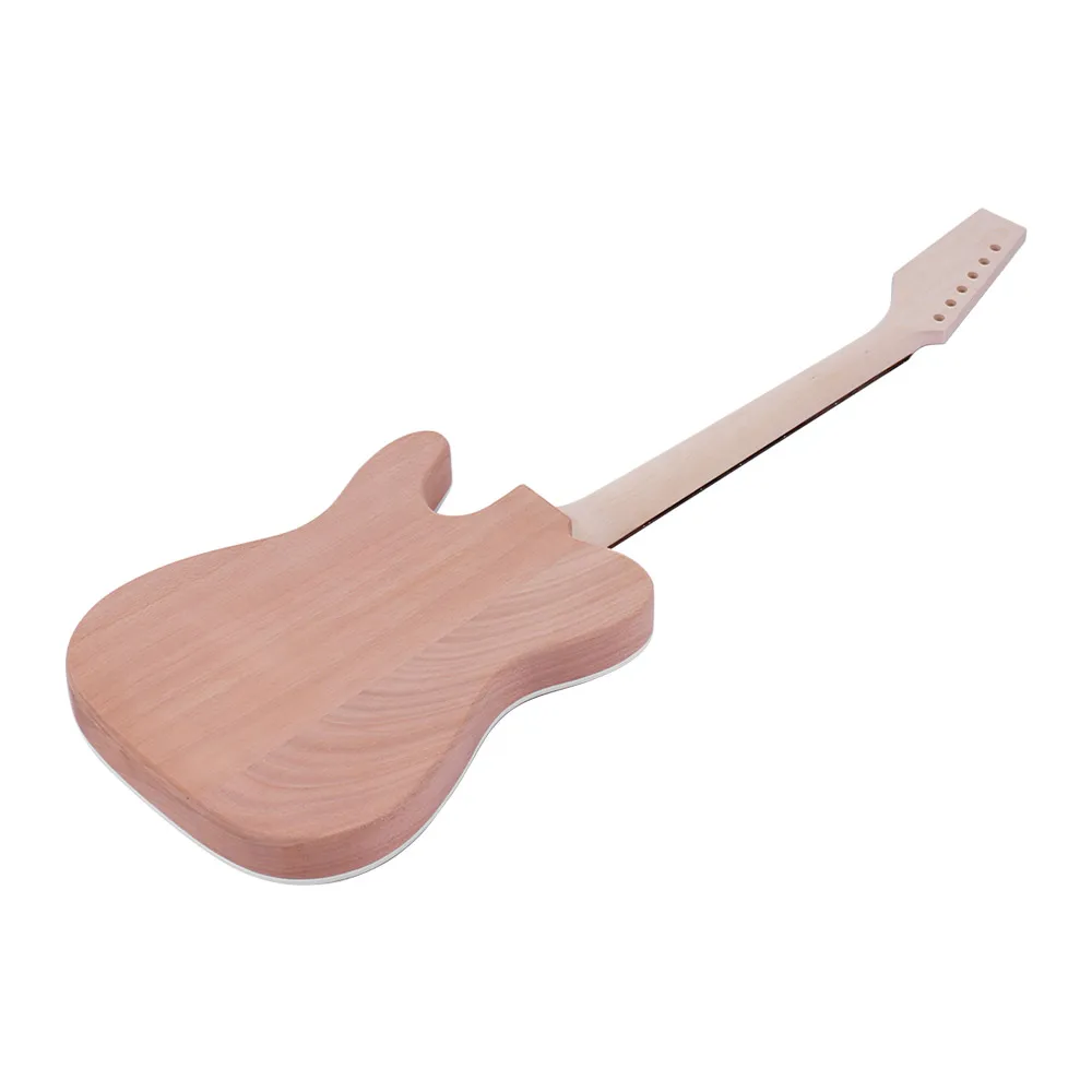 

New Muslady TL Tele Style Unfinished Electric Guitar DIY Kit Mahogany Body with F Soundhole Maple Wood Neck Rosewood Fingerboard