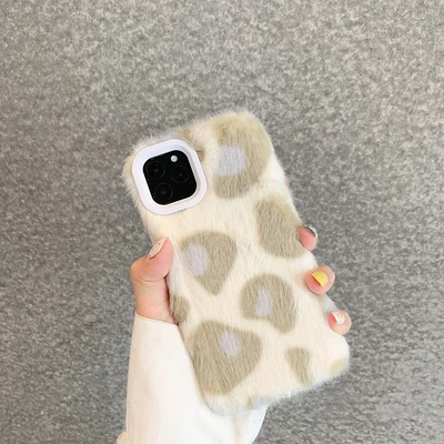 GlamPhoneCase Леопардовый плюшевый чехол для телефона для iPhone11Pro/Max X XS Max XR Мягкий силиконовый чехол для iPhone11 7 8 6 6s Plus