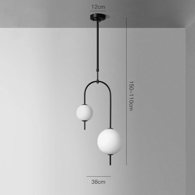 Nordic LED Glass Ball Chandelier Lighting Dining Room Creative Suspension Luminaire Kitchen Hanging Lamps Living Room Home Decor - Цвет абажура: A