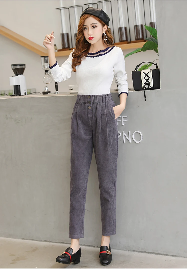Women Corduroy Pants Vintage Casual Warm Woman Corduroy Trousers Loose Harem Pant S-5XLPlus Size Autumn Winter New Fashion