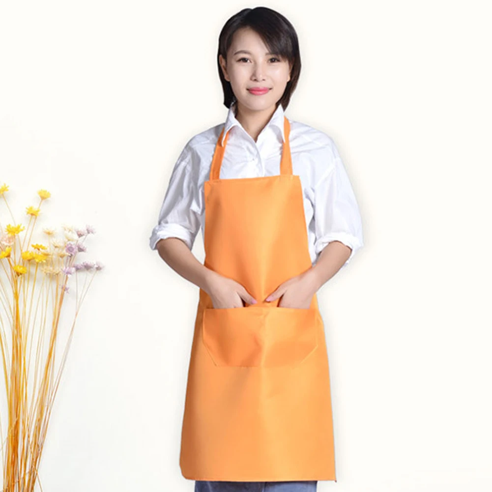 Простой креативный фартук для приготовления пищи для кухни, фартук для уборки дома с двойными карманами, бархатный фартук, напоминающий кожу персика - Цвет: Orange