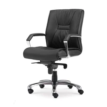 Black Executive Chair Ergonomic Middle Back Boss Chair Soft leather Computer Armrest Chair for Office Company Free Shipping