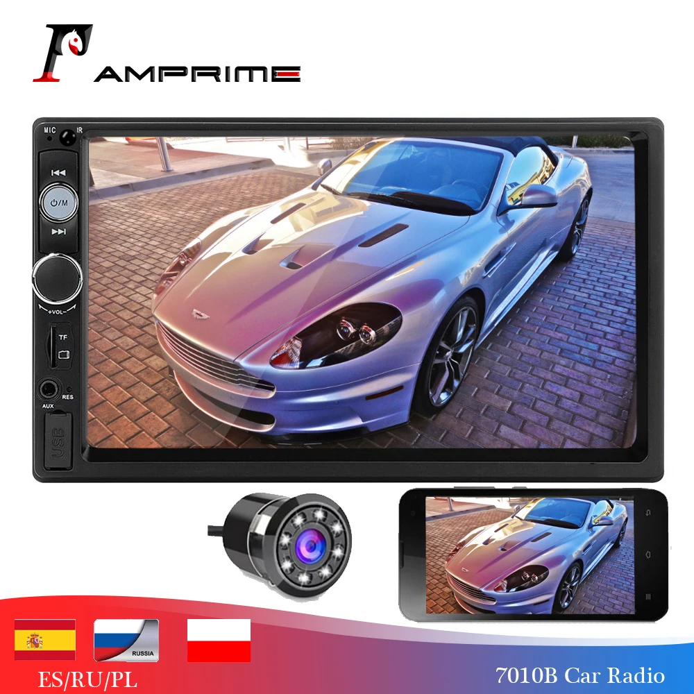 AMPrime 2 din автомагнитола стерео плеер Bluetooth Мультимедиа Автомагнитола автомобильный аудио плеер с задней камерой Дистанционное управление USB/AUX/FM