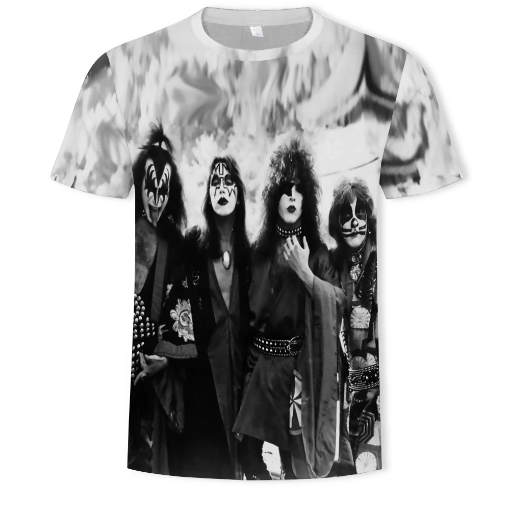 Новинка футболка с 3D принтом KISS Band хард рок поп металл мужские и женские футболки