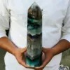 Natural Fluorite Obelisk Quartz Crystal Healing Reiki Wand Tower Point 1