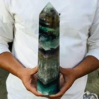 Natural Fluorite Obelisk Quartz Crystal Healing Reiki Wand Tower Point 1