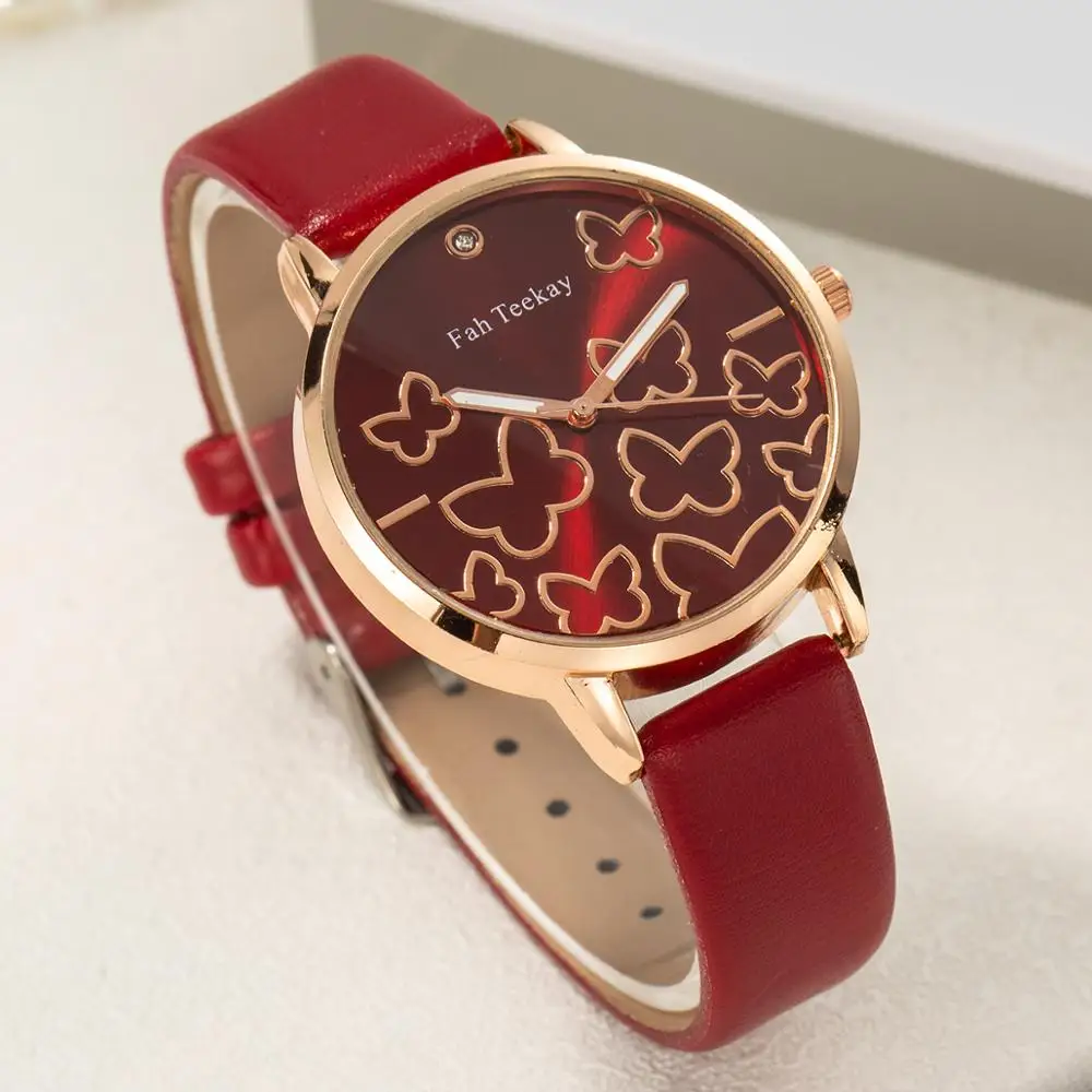 

2019 Butterfly New Brand Women Watch Casual Leather Wrist Watches Ladies Dress Ladies Quartz Watch Clock Reloj Mujer Saat