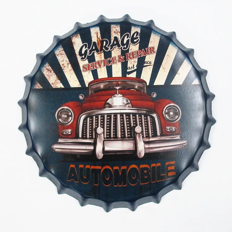 

American Retro Beer Car Bottle Cap Factory Wall Decoration Beer Cover Bar Club Party Shop Coffee Store Room Decoration Dropship