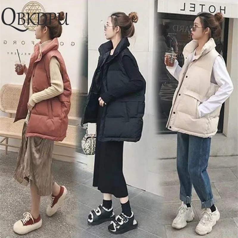 Зимний теплый жилет без рукавов длинное пальто для женщин свободная хлопковая