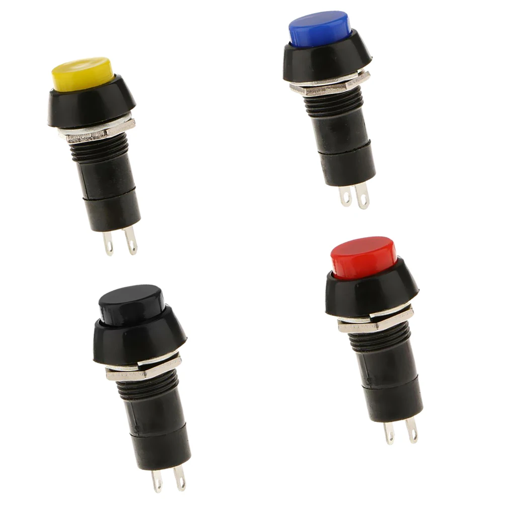 4 Pieces Assorted Color Momentary On/Off Horn Switch for Car Boat Marine Universal