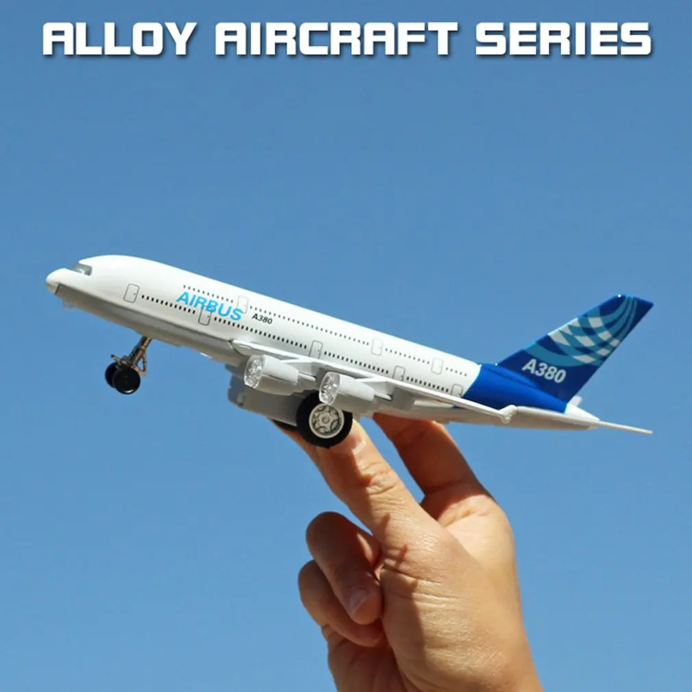 Airbus Модель самолета из сплава моделирование пассажирский самолет Звук и светильник вытянуть назад детские развивающие игрушки