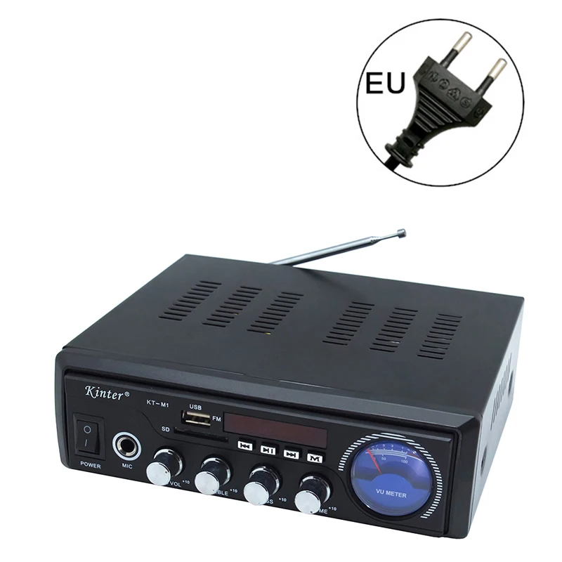EU Kinter M1 MP3 Усилитель звука аудио Hifi Стерео усилители 2,0 каналов с SD USB ввод Поддержка микрофон металлический корпус - Цвет: EU