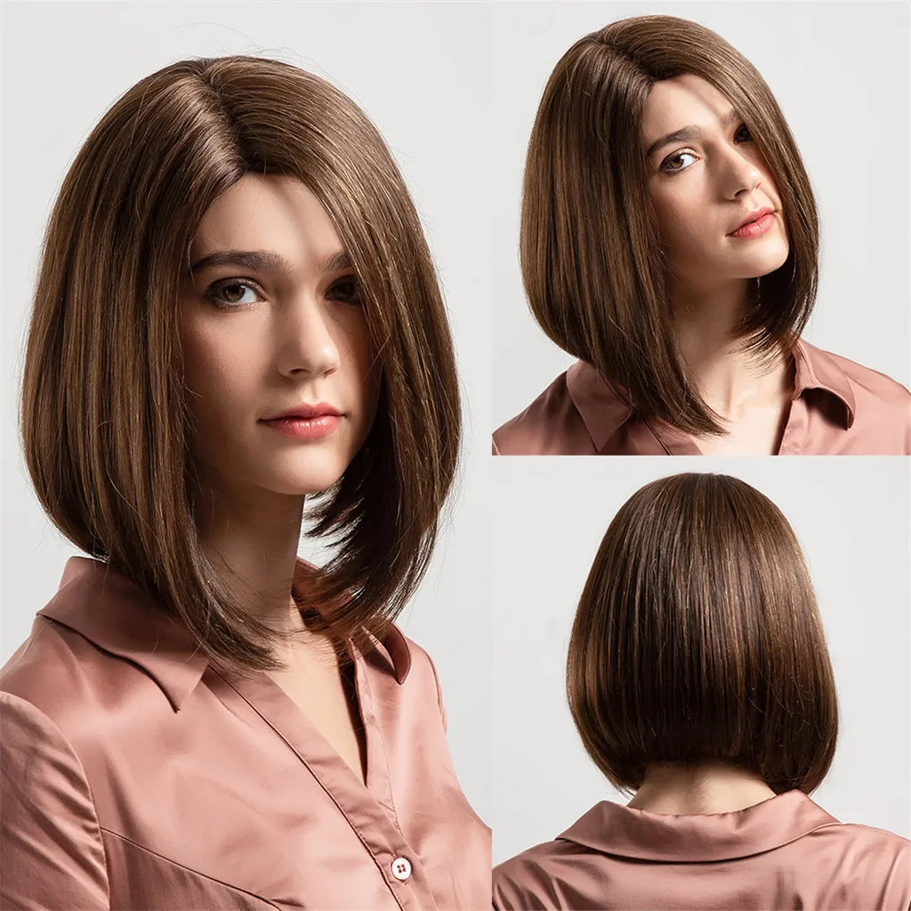 

Lace Frontal Shoulder Bobo Wigs Middle Parting Human Hair Wigs Pre-Plucked Wig Female Lace Front Real Hair Short Ombre Bob Wigs
