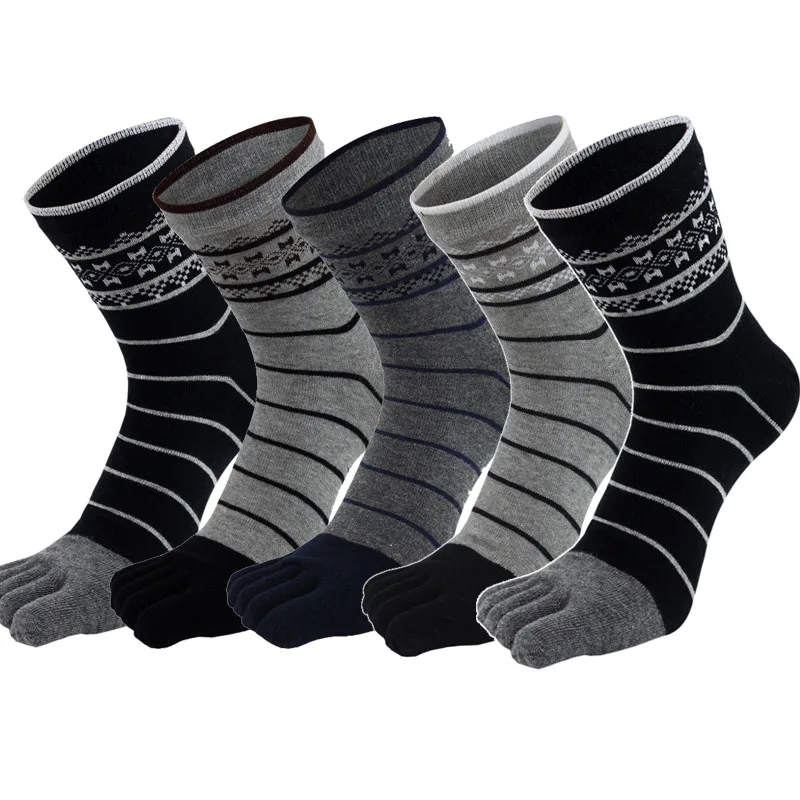 

5 Pairs Cotton Toe Short Socks for Men Fashion Striped Business Casual 5 Finger Socks Deodorant Five Toed Sock Man Gift