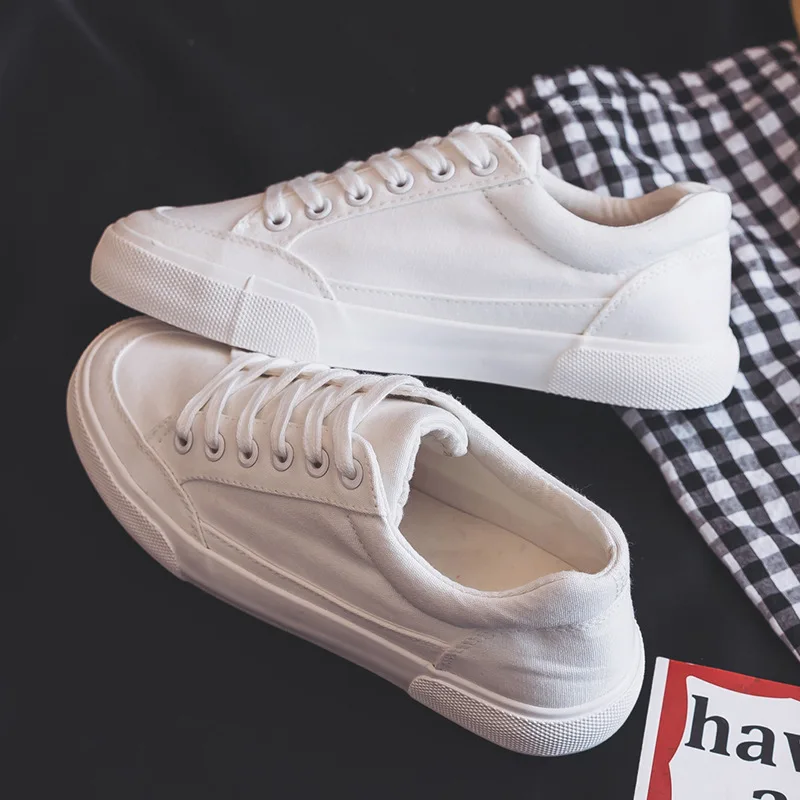 

2019 Winter New Style White Shoes Student Korean-style WOMEN'S Shoes Versatile Harajuku Canvas Shoes Casual Flat Top Shoes INS