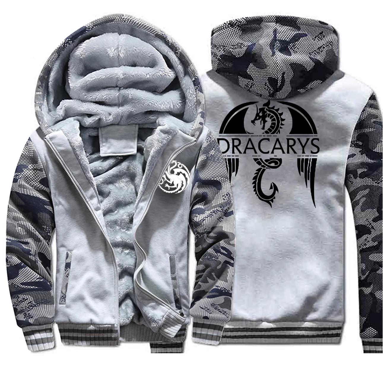 Light Gray 1 Игра престолов Толстовка Dracarys Dragon толстовки для мужчин Классический ретро повседневная спортивная одежда осень флис плюс Размер Уличная - Цвет: Light Gray 1
