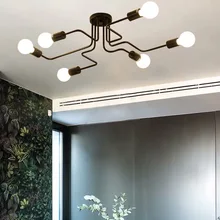 Скандинавская люстра, промышленный Лофт для гостиной, винтажное освещение, потолочное домашнее освещение, светильники, несколько стержней, кованые лампы