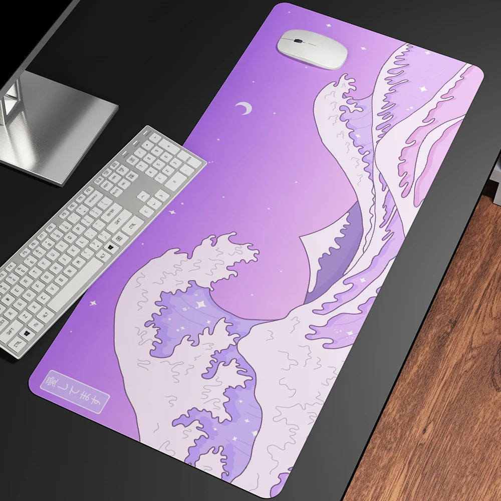 Grande Onda Fora da Arte Tamanho Grande Mouse Almofada de Borracha Natural Computador Gaming Mousepad Mesa Esteira Bloqueio Borda para cs go Lol - Imagem 4