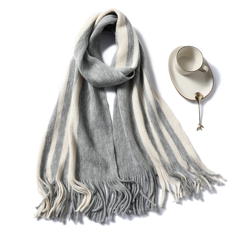Женский шарф модный вязаный зимний пончо из искусственного кашемира шарфы женские шали мягкие длинные шарфы полосатые платки бандана