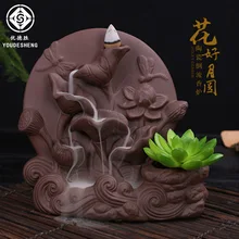 Decoracion Hogar Quemador Incienso песочный керамический рефлюкс ароматическая печь альпийский поток воды ремесла оптом китайский цветок
