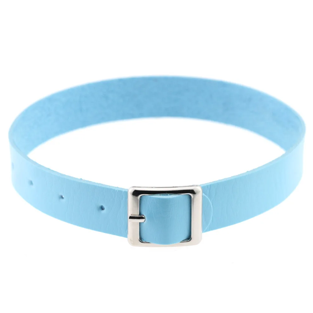 2021 Fashion Punk Blue Leather Choker Necklace Multilayer Heart Round Chocker Sexy Collar E Girl Women Necklace Gothic Jewelry 