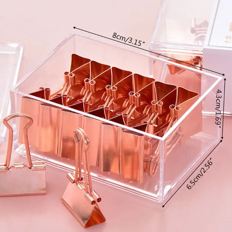 12pcs Binder Clips Rose Gold Paper Clip Clamp Document Photo Ticket Holder Tool School Office Supplies C26