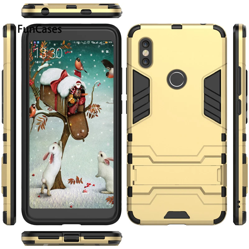 Противоударный жесткий пластиковый чехол накладка с роботом для Xiaomi Redmi S2 6 Pro 6A