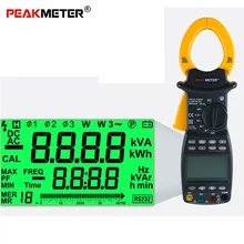 PEAKMETER MS2203 True RMS Цифровые токоизмерительные клещи профессиональный 3-х фазный автоматический мультиметр Мощность фактор 0.1A~ 1000A переменного тока метр