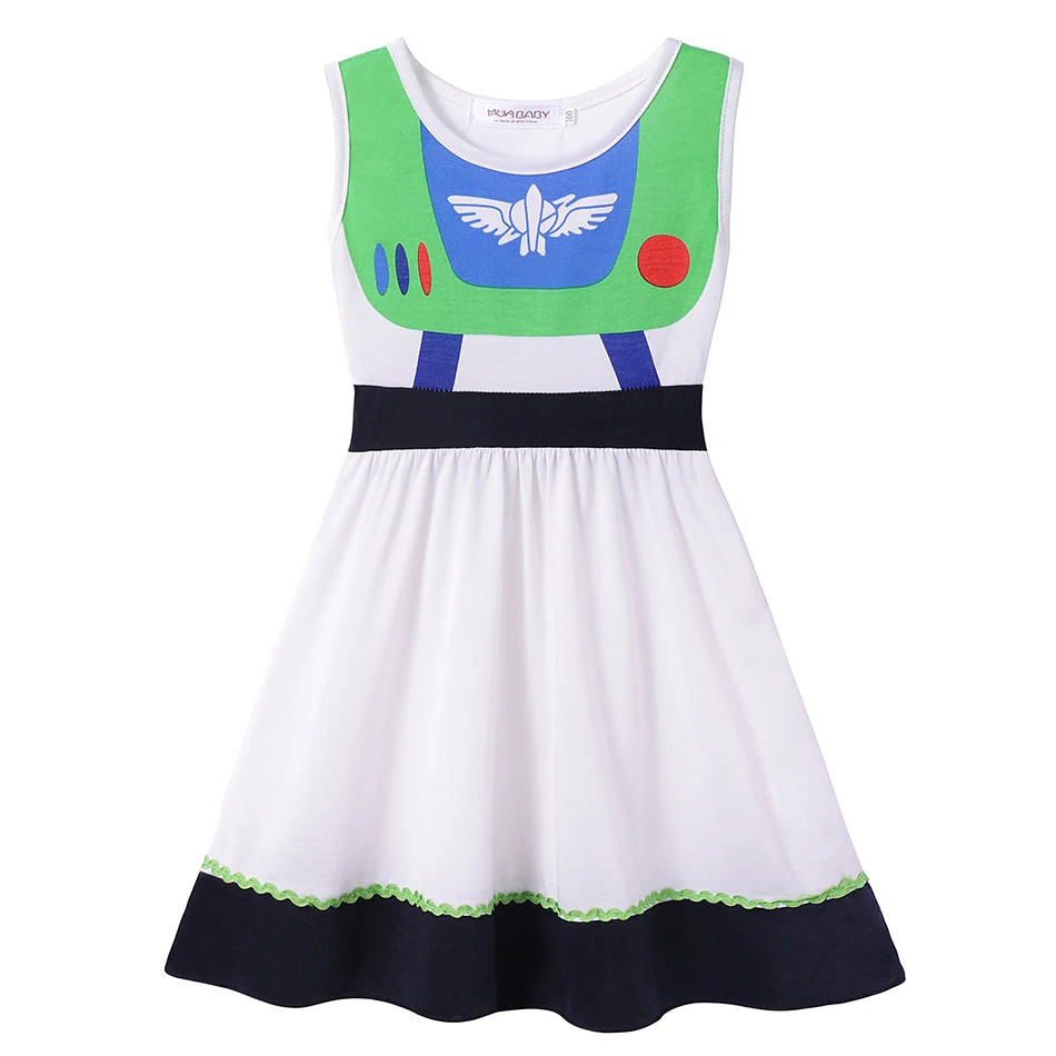 Buzz Lightyear Повседневная одежда для маленьких девочек; нарядное платье Минни, Ариэль, Эльза, Анна, Белоснежка, Капитан Америка, Рапунцель, Базз, Джесси; детское праздничное платье принцессы - Цвет: Buzz Lightyear